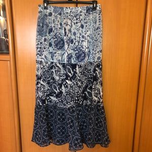 Blue patterned skirt